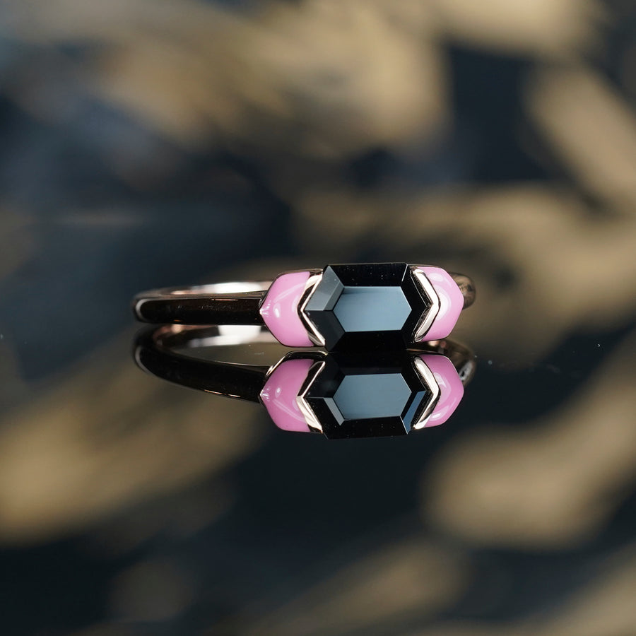 Blackpink Black Spinel & Pink Sapphire Ring