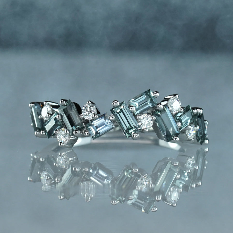 Teal 'Firesnap' Sapphire/Diamond Ring