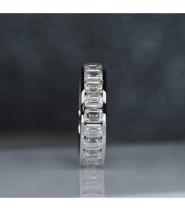 Eternity Ring with Emerald Cut Moissanite.