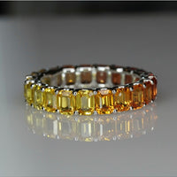 Tequila Sunrise 4 X 3 Emerald Cut Sapphire Eternity Ring