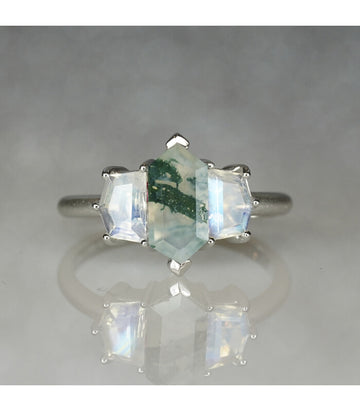 Elegant Moss Agate Rings