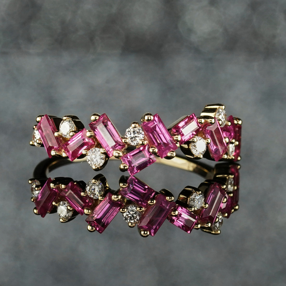 Vivid Hot Pink-Ruby Firesnap Sapphire and Diamond Ring