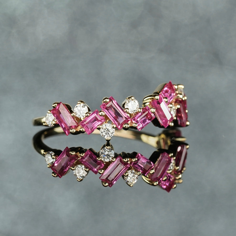 Vivid Hot Pink-Ruby Firesnap Sapphire and Diamond Ring