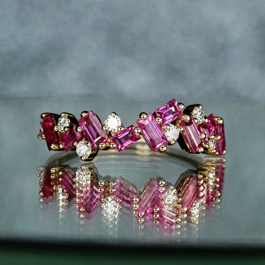 Vivid Hot Pink-Ruby Firesnap Sapphire and Diamond Ring