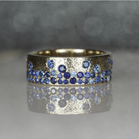 Rain Drop Ring - Blue Sapphire Ombre (7 mm Wide Band)