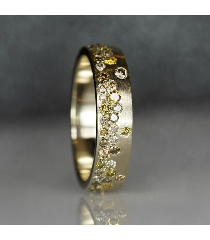 Raindrop Ring - Fancy Colored Natural Diamonds (5 mm Wide Band)