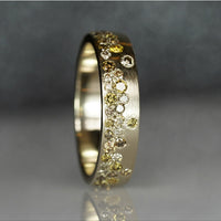 Raindrop Ring - Fancy Colored Natural Diamonds (5 mm Wide Band)