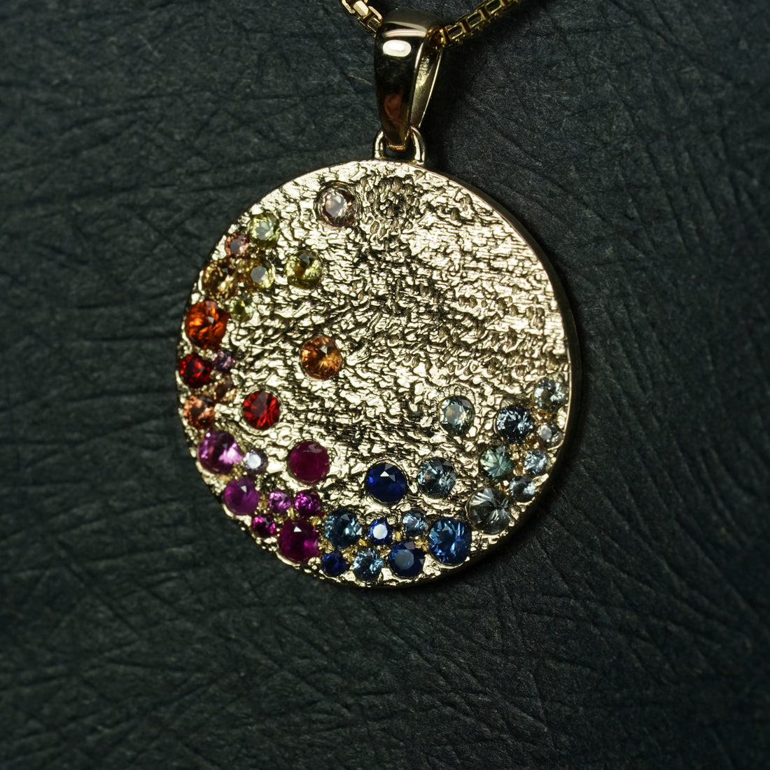 Raindrop Pendant with Rainbow sapphires