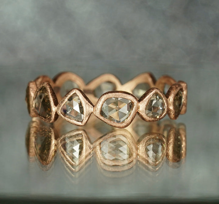 Rosecut diamond gold eternity ring.