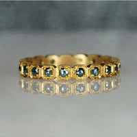 Rustic Squares Blue Diamond Eternity Ring