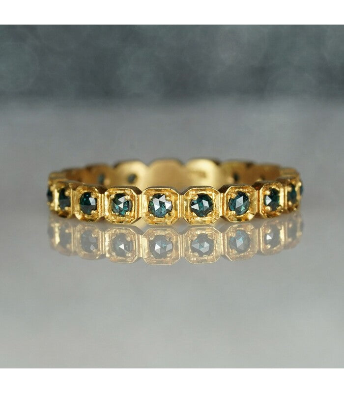 Rustic Squares Blue Diamond Eternity Ring