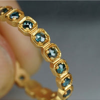 Rustic Squares Blue Diamond Eternity Ring