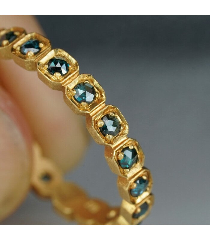 Rustic Squares Blue Diamond Eternity Ring