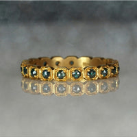 Rustic Squares Blue Diamond Eternity Ring