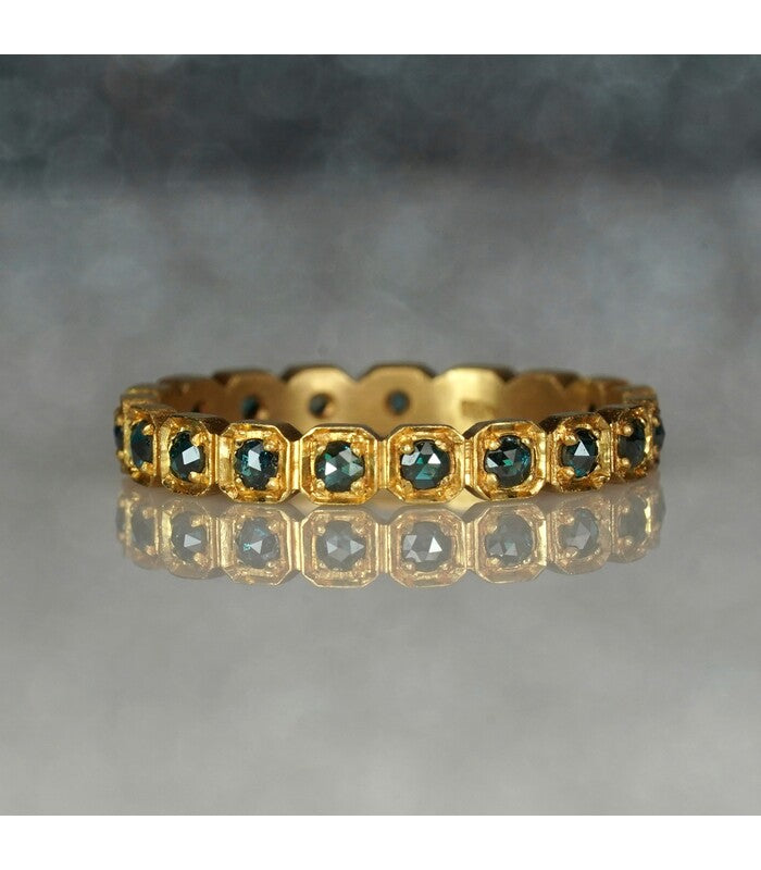 Rustic Squares Blue Diamond Eternity Ring