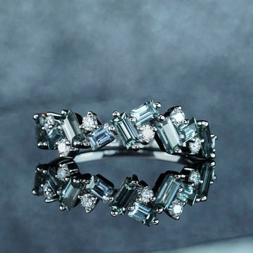 Teal 'Firesnap' Sapphire/Diamond Ring