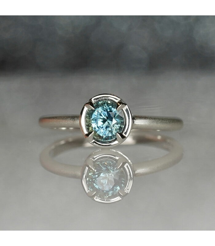 Elegant Teal Sapphire Single Stone Rings
